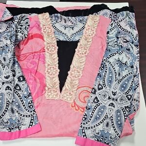 India Boutique Pink and Blue Long Sleeve Dress